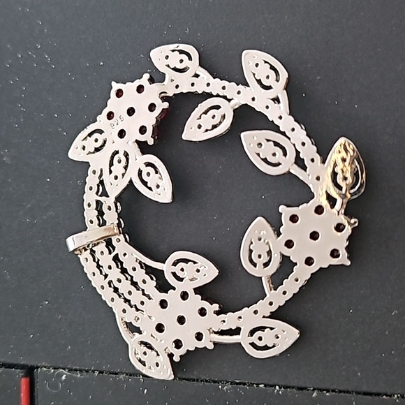 Sterling Silver Ruby Floral Pendant - Picture 2 of 4